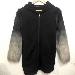Zara Hoodie w/ faux fur sleeves. Limited Edition